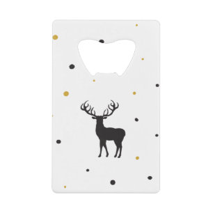 Let It Snow Christmas Art Cartoon Reindeer Image  Credit Card Bottle Opener
