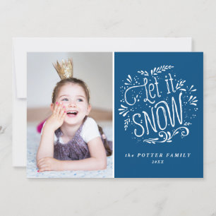 Let It Snow Christmas Blue Holiday Photo Card