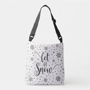 Let It Snow Christmas Calligraphy Crossbody Bag