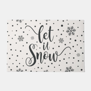 Let It Snow Christmas Calligraphy   Doormat