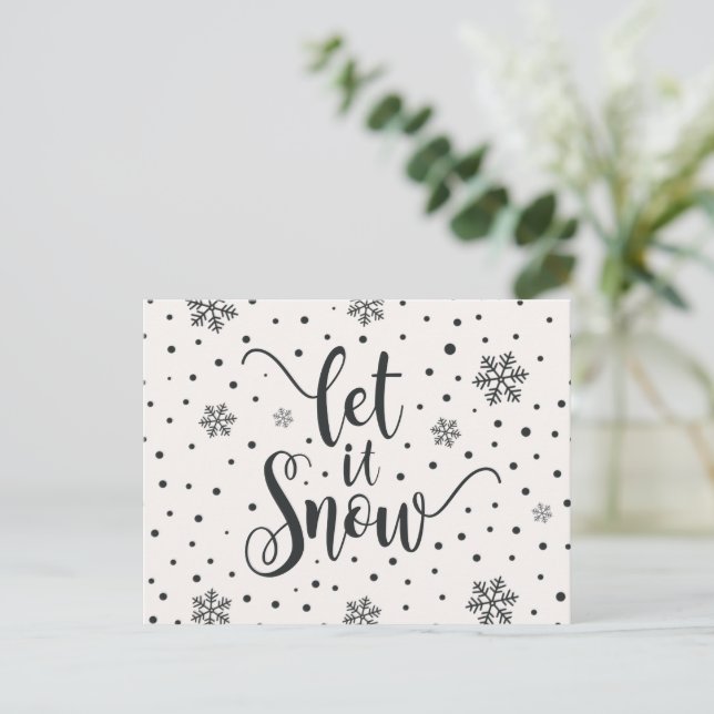 Let It Snow Christmas Calligraphy | Postcard (Standing Front)