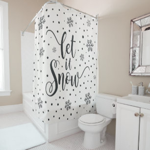 Let It Snow Christmas Calligraphy Shower Curtain