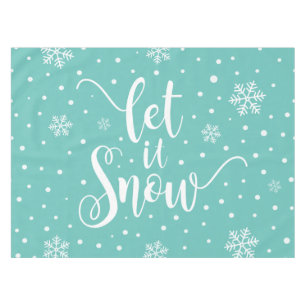 Let It Snow Christmas Calligraphy   Tablecloth