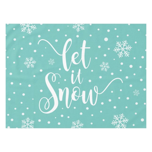 Let It Snow Christmas Calligraphy | Tablecloth (Front (Horizontal))