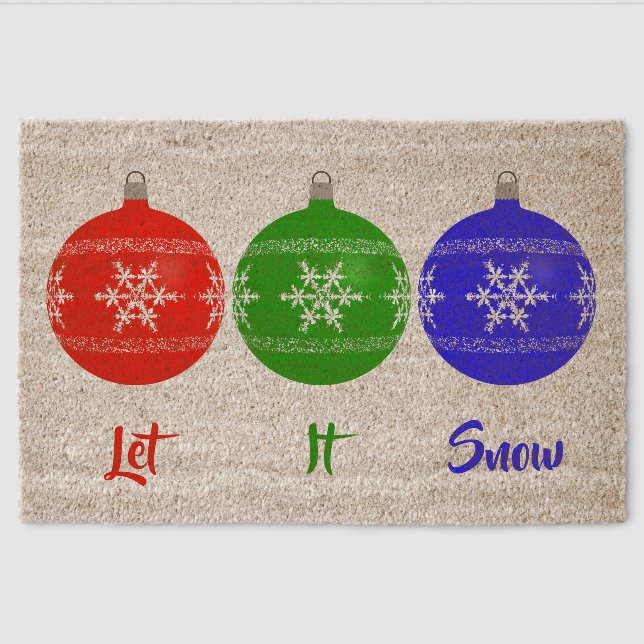 Let It Snow Christmas Coir Door Mat (Front)