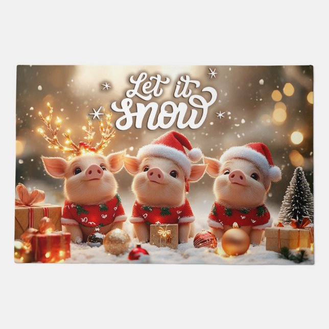 Let It Snow Christmas Doormat – Festive Welcome Ma (Front)