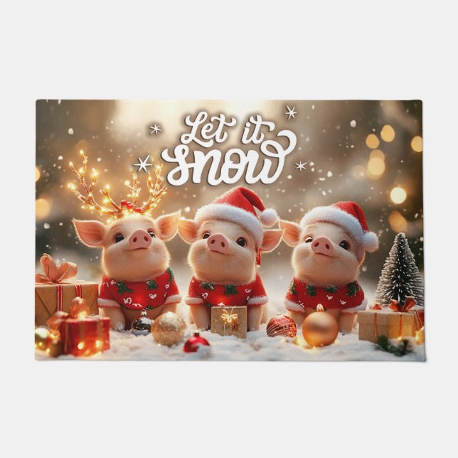 Let It Snow Christmas Doormat – Festive Welcome Ma (Front)