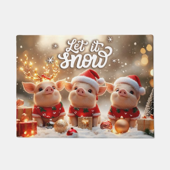 Let It Snow Christmas Doormat – Festive Welcome Ma (Front)