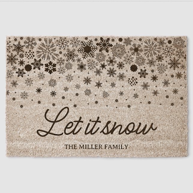 Let it snow Christmas doormat personalized Fiber Doormat (Front)