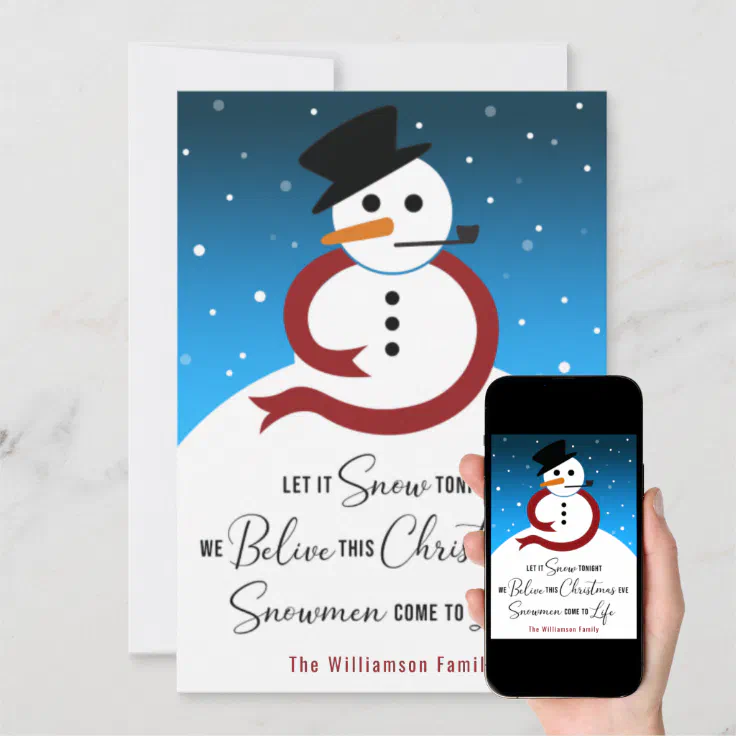 Let it Snow Christmas Eve Snowman Haiku Poetry Card | Zazzle