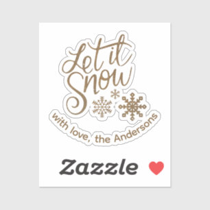 "Let it Snow" Christmas Gold Glitter Custom Text Sticker