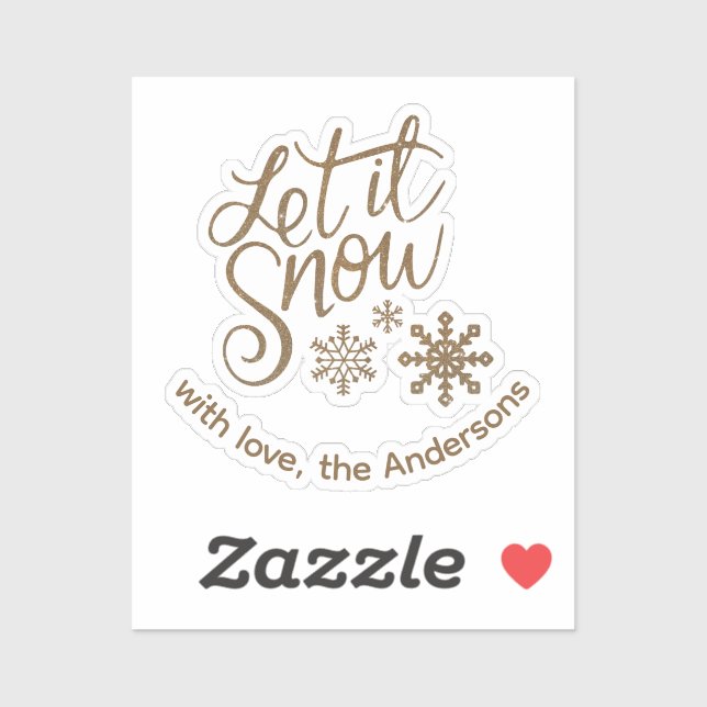 "Let it Snow" Christmas Gold Glitter Custom Text Sticker (Sheet)