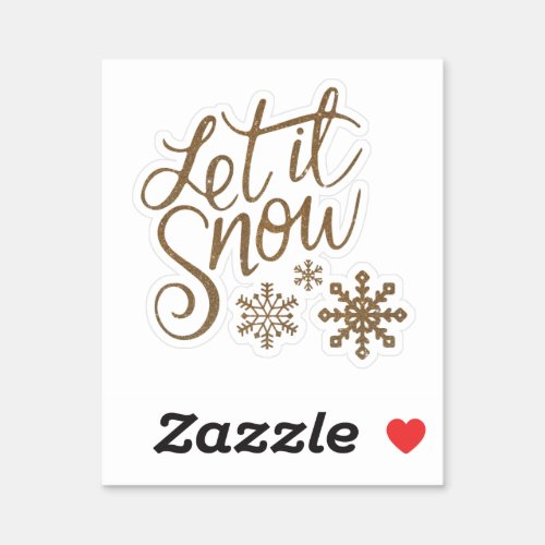 Let it Snow Christmas Gold Glitter Custom Text Sticker