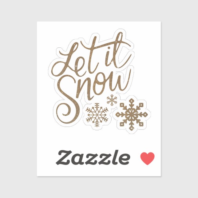 "Let it Snow" Christmas Gold Glitter Custom Text Sticker (Sheet)