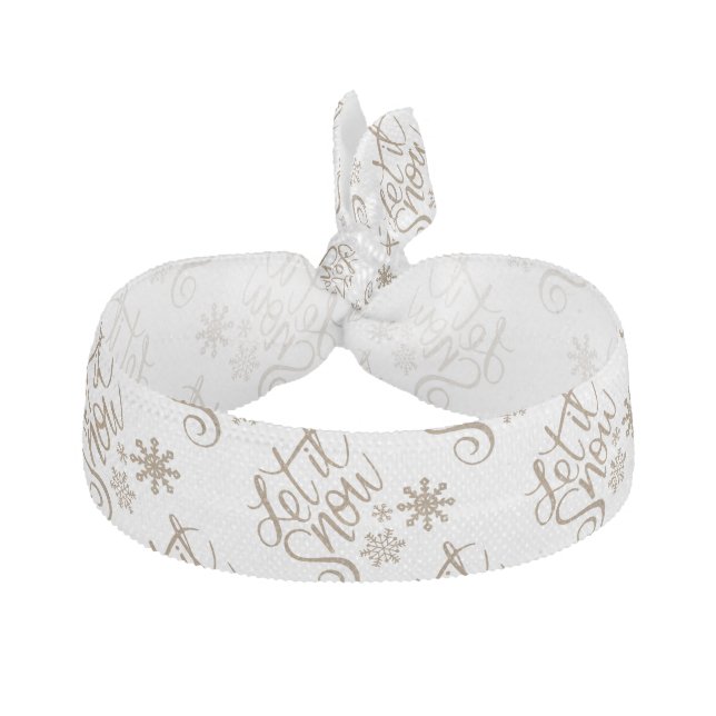 "Let it Snow" Christmas Gold Glitter Elastic Hair Tie (Front)