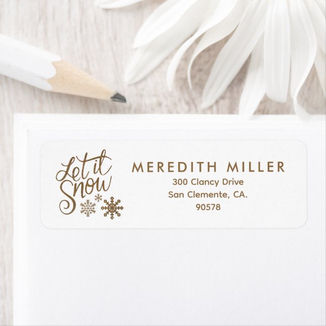 Let it Snow Christmas Gold Glitter Return Address Label (Insitu)