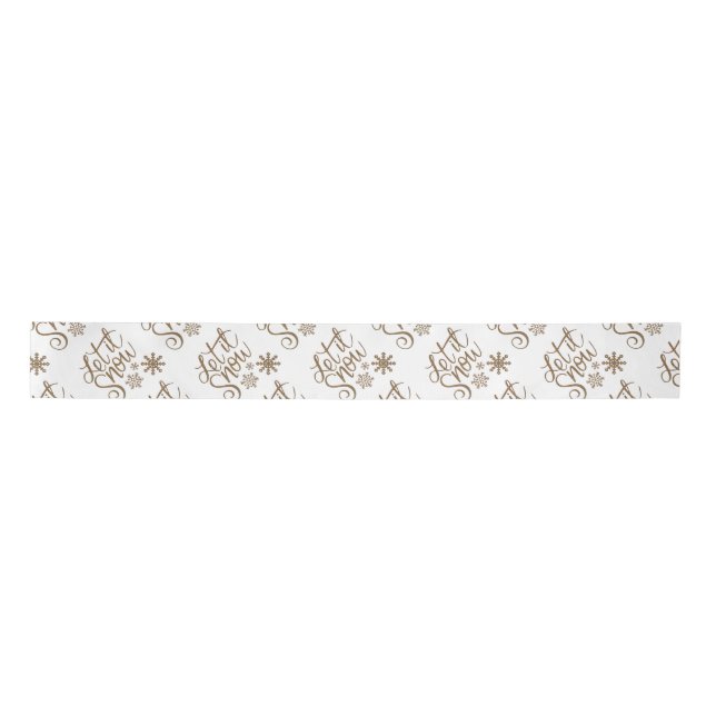 "Let it Snow" Christmas Gold Glitter Satin Ribbon (Front)