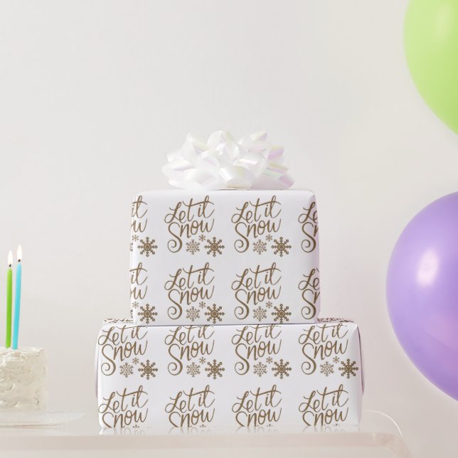 "Let it Snow" Christmas Gold Glitter Wrapping Paper (Party Gifts)
