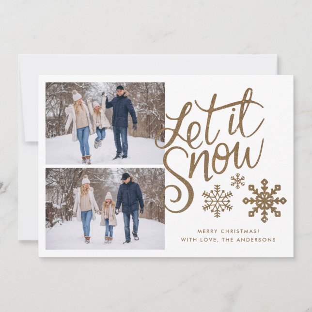 Let it Snow Christmas Holiday 2 Photo Card (Front)