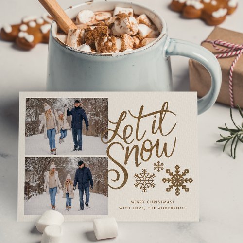 Let it Snow Christmas Holiday 2 Photo Card
