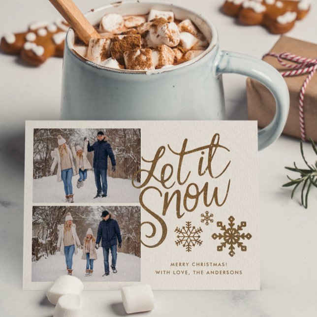 Let it Snow Christmas Holiday 2 Photo Card (Creator Uploaded)