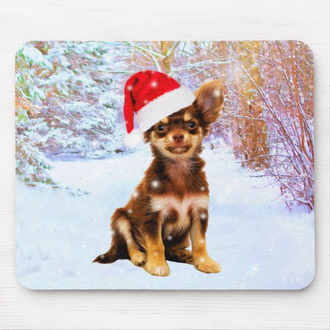 Let it Snow Christmas Holiday Chihuahua Dog Mouse Pad (Front)