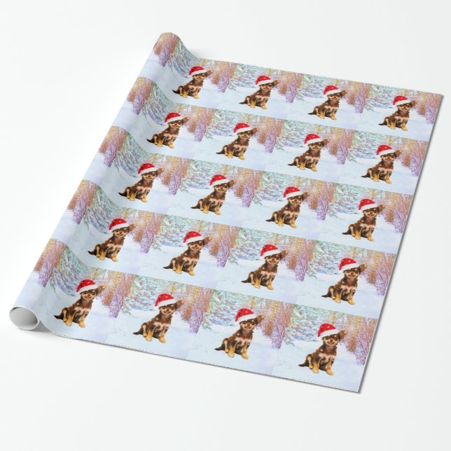 Let it Snow Christmas Holiday Chihuahua Dog Wrapping Paper (Unrolled)