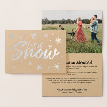Let It Snow Christmas Holiday Foil Card by rheasdesigns at Zazzle