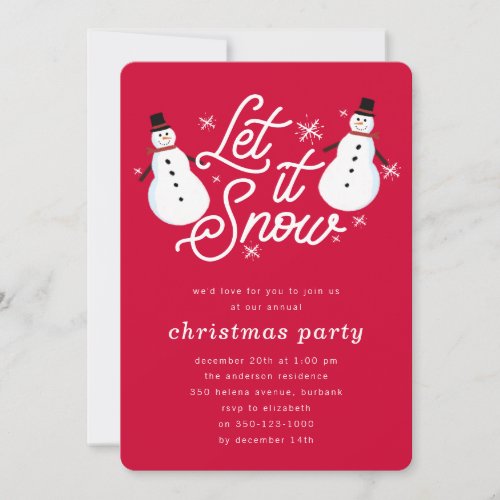 Let it Snow Christmas Holiday Party Invitation