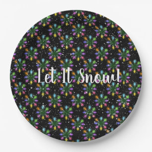 Let It Snow Christmas lights Paper Plates