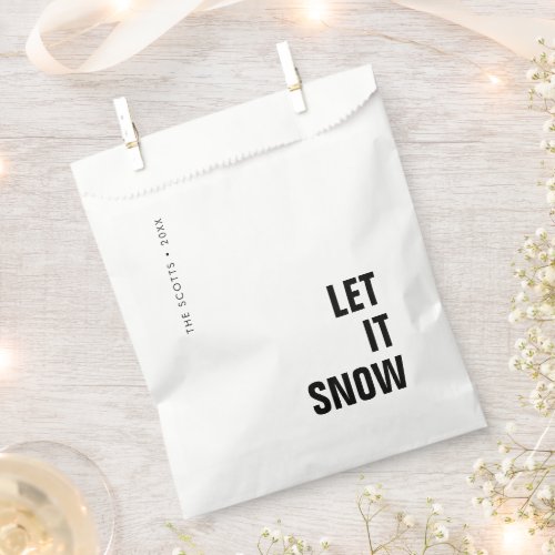 Let it Snow  Christmas Minimalist Clean Simple Favor Bag