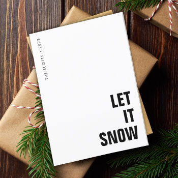 Let It Snow | Christmas Minimalist Clean Simple Holiday Card by GuavaDesign at Zazzle