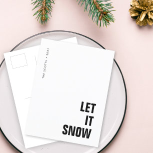 Let it Snow Christmas Minimalist Clean Simple Holiday Postcard