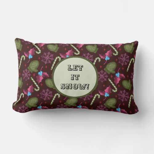 Let It Snow Christmas Mittens Lumbar Pillow