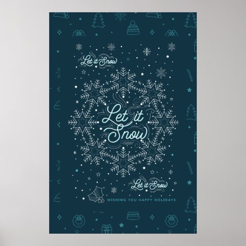 Let It Snow Christmas Poster 24x36  Black