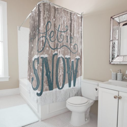 Let It Snow Christmas Shower Bathroom Curtain