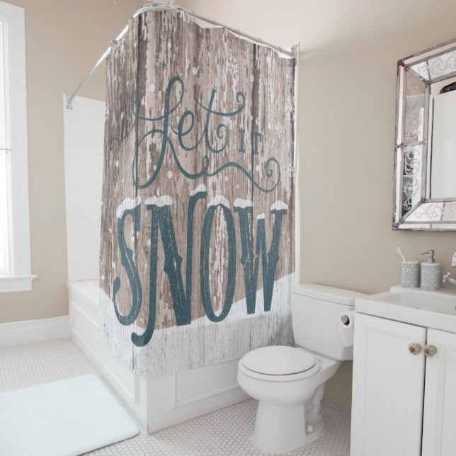 Let It Snow Christmas Shower Bathroom Curtain (In Situ)