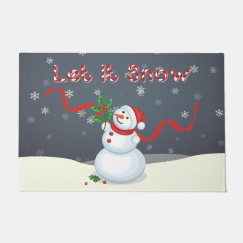 Let It Snow Christmas Snowman Door Mat