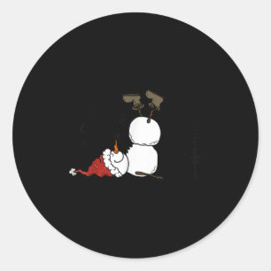 Let It Snow Christmas Snowman Snowflakes Xmas Holi Classic Round Sticker