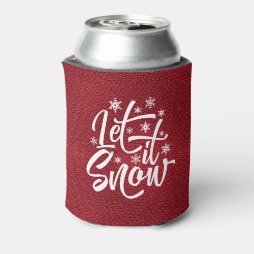 Let It Snow Christmas Typography RedWhite ID951 Can Cooler