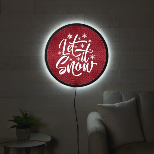 Let It Snow Christmas Typography RedWhite ID951 LED Sign