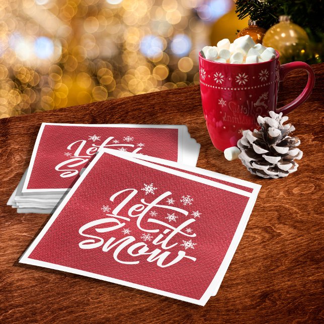 Let It Snow Christmas Typography Red/White ID951  Napkins (Creator Uploaded)