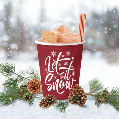 Let It Snow Christmas Typography RedWhite ID951 Paper Cups