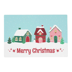 Let it Snow Christmas Village Laminated Placemat