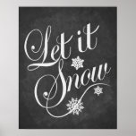 Let It Snow Christmas vintage chalkboard print<br><div class="desc">"Let It Snow" Christmas vintage chalkboard art print in black and white. 
A lovely Christmas quote on vintage chalkboard texture with tiny snowflakes. 
Add a festive,  happy touch to your Christmas decor with this print!</div>