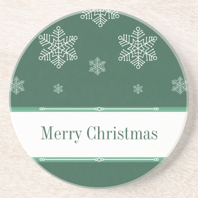Let it Snow Coaster, Green Sandstone Coaster (Front)