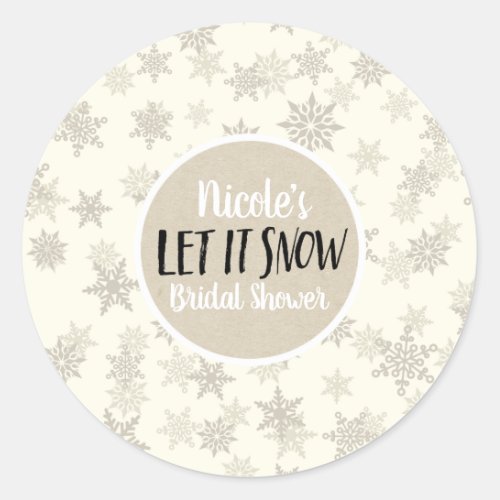 Let it Snow Cream Snowflakes Winter Holiday Favor Classic Round Sticker