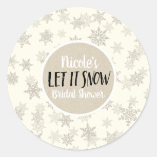 Let it Snow Cream Snowflakes Winter Holiday Favor Classic Round Sticker