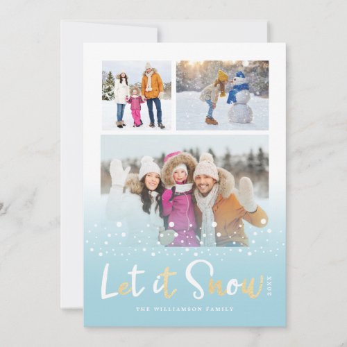 Let it Snow Cute Christmas Animals Multiple Photo Holiday Card