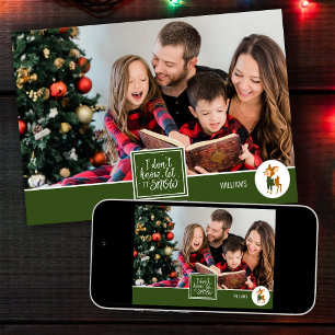 Let it Snow Cute Christmas Reindeer Family Photo Holiday Card